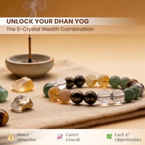 Plus Value Dhan Yog Bracelet Wealth Abundance Crystal Bracelet Money Magnet Stone for Reiki Healing, Vastu, Feng Shui, Numerology for Men and Women (Beads Size 8mm, Certified) 2