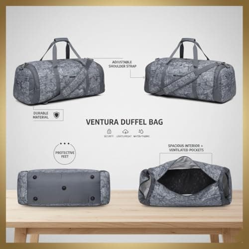 Wildcraft Duffle Bag, Large Capacity, Polyester Material, Multiple Compartments, Unisex Travel and Sports Bag (Sleek L_Camo_Grey) 3