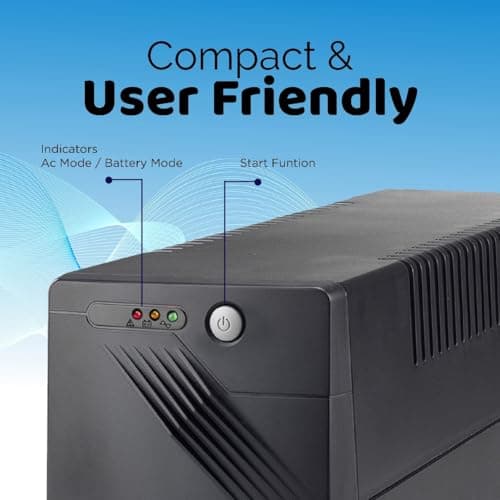 Elista 1KVA(1000VA)/600 W Line Interactive UPS for Desktop PCs, Laptops, Routers, Networking Devices and Gaming Consoles with Automatic Voltage Regulation, Overload Protection,Generator Compatible 4