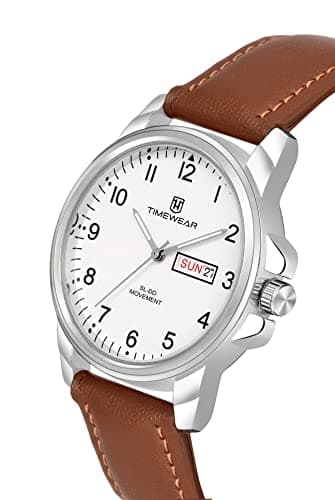 TIMEWEAR Analog New Track Number Dial Day Date Functioning Brown Leather Strap Watch for Men 4