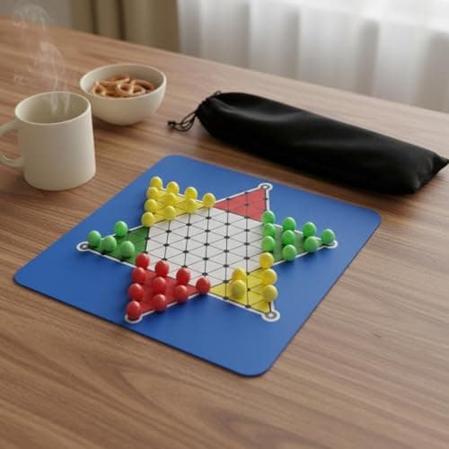 OJIVA® Chinese Checkers Set Multiplayer Chinese Checkers Game Set Educational Easy to Learn for Family, Travel, Board with Pieces 2