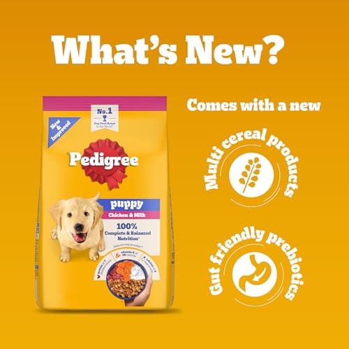 Pedigree Puppy Dry Dog Food, Chicken & Milk, 3 kg, Contains 37 Essential Nutrients, 100% Complete & Balanced Food for Puppies 3