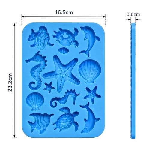 BAKEMO 14 Cavity Ocean Theme Silicone Chocolate Mould | Sea Animal & Seashell Shape | Food Grade BPA-Free Flexible Non-Stick Reusable Mold for Chocolate, Candy, Jelly, Ice Cubes, Resin & DIY Crafts 2