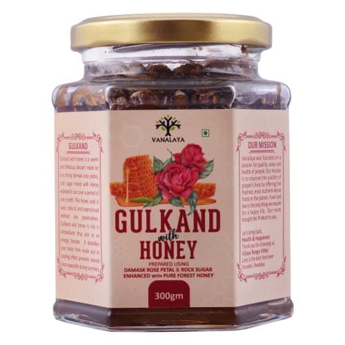 Vanalaya Natural Honey Gulkand | Sun-Cooked Damask Rose with Forest Honey 300gm