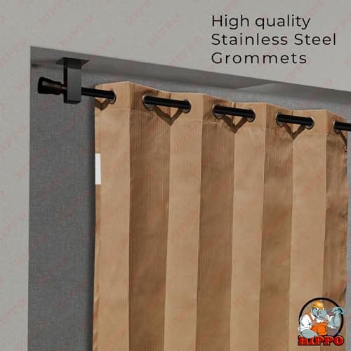 HIPPO HDPE Coated Waterproof Outdoor Balcony Curtain 260 GSM – Rain, Sun & Dust Protection Light Filtering Curtains for Home, Garden, Veranda & Hotel (4 Feet X 9 Feet, 2IN1 Bamboo-Mocha, 2 PC) 4