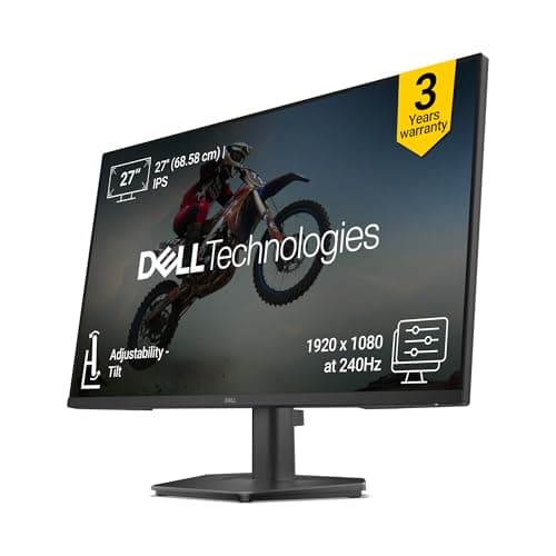 Dell SE2726HG 27" (68.58 cm) FHD Gaming Monitor | 240Hz Fast IPS | 0.5ms Response | AMD FreeSync Premium | HDR10 | 99% sRGB | Eye Comfort Certified | HDMI 2.1 & DP 1.4 Ports | Tilt Stand | Black 3
