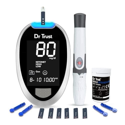 Dr Trust (USA) Fully Automatic Blood Sugar Testing Glucometer Machine with 10 Strips-9001 (Black)