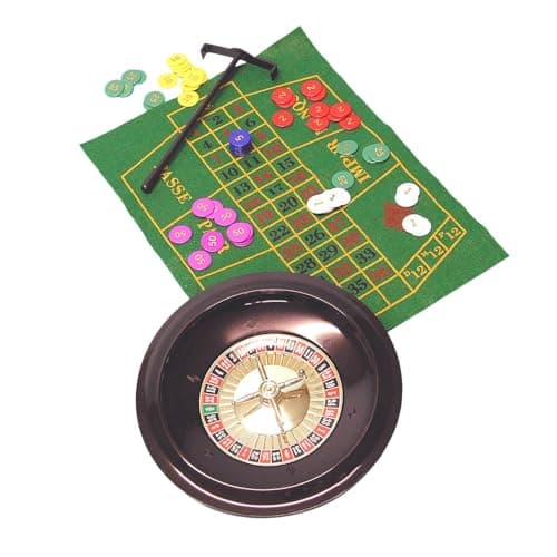 UJEAVETTE 10 Inches Roulette Wheel 100 Chips and Table Mat Included for Bar Night Game 2