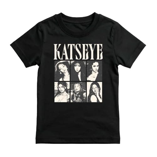 PRETTY UR PARTY Katseye Inspired Kids T-Shirt 100% Cotton | Soft Graphic Tee for Boys & Girls | Kpop Style Casual Wear (in, Age, 8 Years, 9 Years, Regular, Black)