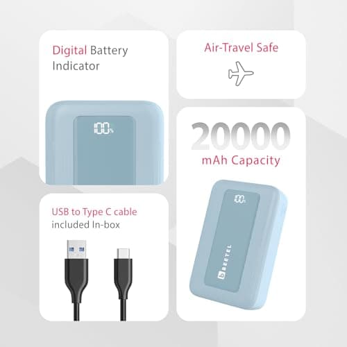 Beetel Volte Series PB20N Nano 20000mAh Power Bank 22.5W Fast Charging |Triple Output QC3.0, PD3.0, PPS | Pass Through Charging | Designed for Apple iPhone, Samsung, OnePlus & All Smartphones | Blue 4