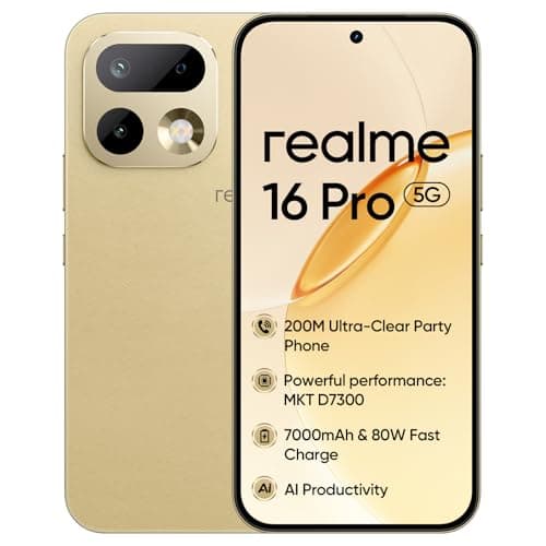 realme 16 Pro 5G, 8+128 GB, MediaTek Dimensity 7300 Max, Camera 50MP, Straight Display 6.78“144Hz, Battery 7000mAh, Master Gold