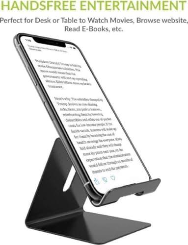 J'TTON Aluminium Desktop Stand Holder for Mobile Phone and Tablet (Up to 10.1 inch) Cell Phone Stand Tablet Stand (Black) 2