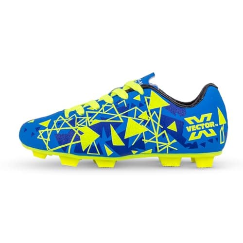 Vector X Nitrate-X Kids Synthetic Leather Upper|TPU Sole Football Shoes Comfortable Sports Shoe Athletic Footwear Walking | Lace-Up Soccer Studs (Blue-Green, Size-12) 5