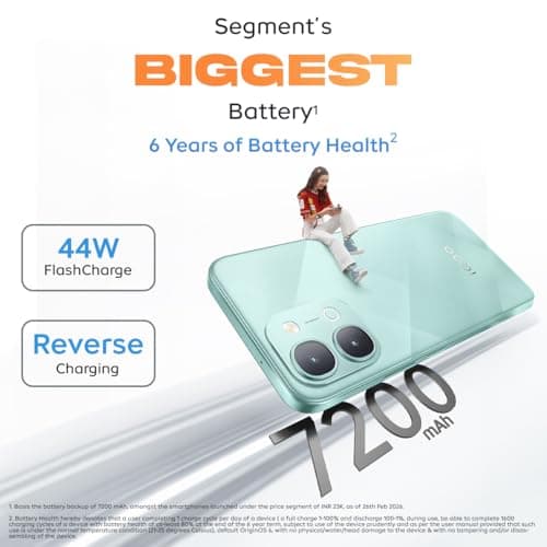 iQOO Z11x 5G (Prismatic Green, 8GB RAM, 256 GB Storage) | Dimensity 7400-Turbo Processor | 7200 mAh Battery Smartphone | Powered by OriginOS 6 3