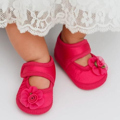 Neska Moda 6 To 12 Months Baby Girls Satin Floral Sandal/Booties (Rani)-BT5206 3