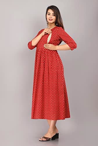 Women Maternity Kurta (X-Large, Red) 4