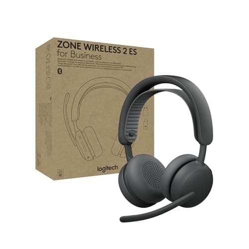 Logitech Zone Wireless 2 ES for Business - Noise-Canceling Wireless Headset with Adaptive Hybrid ANC, Bluetooth, USB-C & USB-A, Microsoft Teams Certified - Graphite