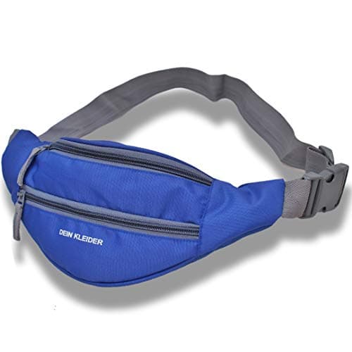 Dein Kleider Waist Pack Travel Handy Hiking Zip Pouch Document Money Phone Belt Sport Bag Bum Bag for Men and Women Nylon (Dark Blue)