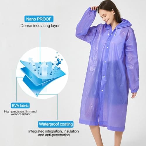 Missby Unisex-Adults Windproof Hooded EVA Poncho Raincoat (Navy Blue) 2