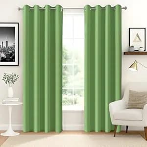 Homestan 90% Blackout Door Curtains 9 Feet Long Set of 2, Room Darkening Parda with Grommet Design for Home Decor (9x4 Feet, Parrot Green)