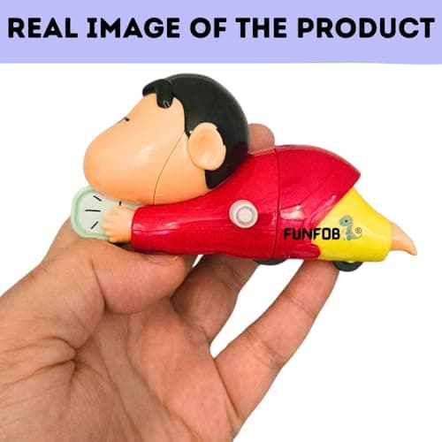 FUNFOB Shinchan Moving Toy | Shinchan Action Figure Toys for Boys & Girls Length-10cm PVC Multicolour | Shin-chan Clock Red Moving 4