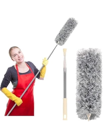 Rorian Microfiber Feather Duster with Extendable Long Pole (100 Inches), Bendable Head for Cleaning High Ceiling Fans, Interior Roof, Cobwebs – Washable & Telescopic Long Handle Cleaning Tool (S2) 4