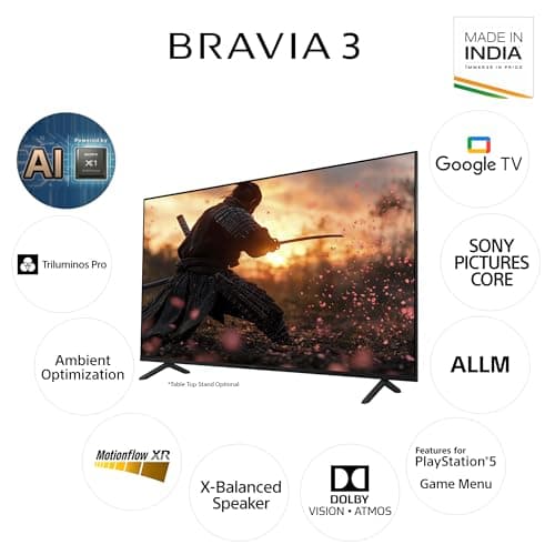 Sony BRAVIA 3 Series 139 cm (55 inches) 4K Ultra HD AI Smart LED Google TV K-55S30B (Black) 3