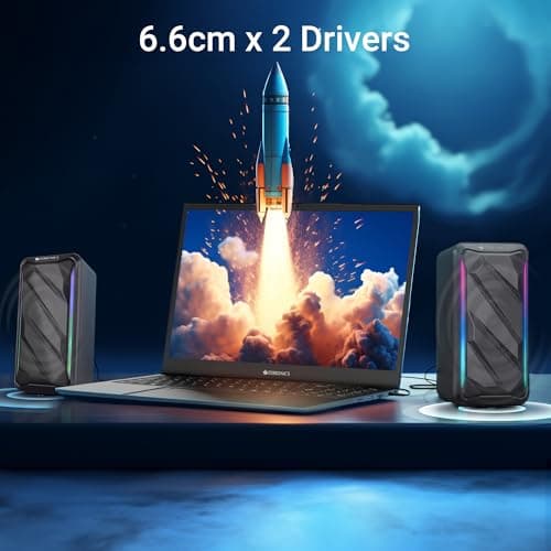 ZEBRONICS Igloo 2, 2.0 USB Computer Speakers, 10 Watts, RGB LED, USB Powered, AUX, Volume Control Pod for PC, Laptops, Desktop (Black) 5