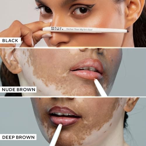 Blur India Darker Than My Ex's Soul | 2-in-1 Kajal & Lipliner | Everyday Essentials Trio | Black, Nude Brown & Deep Pink 3