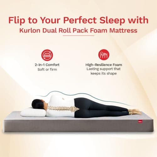 Kurlon Dual 5 Inch Mattress | Double Bed Mattress | Hypoallergenic & Comfortable | Dual Comfort | Non Static | Smooth Fabric | Reversible | Soft & Firm | 72x48x5 | 10 Years Warranty 5