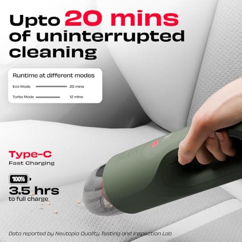 NUUK REN GO Cordless Home Vacuum Cleaner | 2X More Suction, 11000 PA | 4-in-1 Functions with Air Blowing | 7 Attachments+Storage Bag | Dual Filtration with HEPA | BLDC Motor | 2 Suction Modes 3