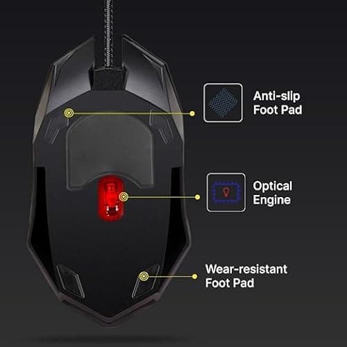 Adefex Wired Gaming Keyboard & Mouse Combo|1200 DPI, 7Million Click Life RGB Multicolor Lightning | Anti-Ghosting Mechanical Feel, Ergonomic Durable USB Set for PC, Gaming,& Work 4