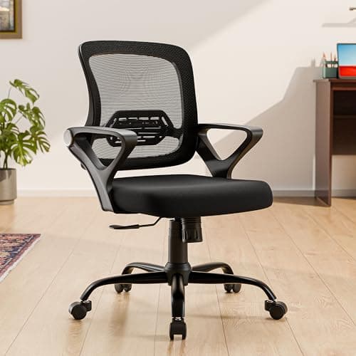 Green Soul Pebble Office Chair, Mid Back Mesh Ergonomic Home Office Desk Chair with Comfortable & Spacious Seat, Tilt Lock Mechanism & Heavy Duty Metal Base (Black)