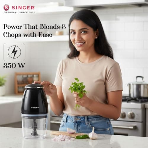 SINGER Nexchop Mini Single Speed Electric Chopper 350W | 700ml Bowl | 4 Stainless Steel Blades | Low Noise | Lightweight | ISI Certified | 2-Year Warranty 4