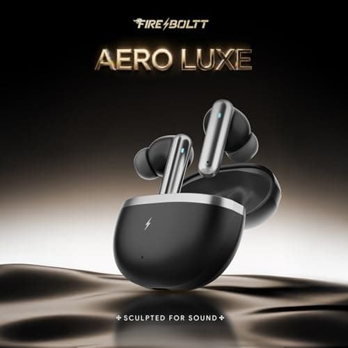 Fire-Boltt Newly Launched Aero Luxe TWS Earbuds with Custom EQ, Bluetooth 5.4 Wireless Earphones, 50H Playtime, Fast Charging Case, 50ms Low-Latency Gaming & Touch Controls Midnight Black 2
