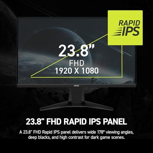 MSI MAG 245F X24 Gaming Monitor 24" 1920 x 1080 (FHD), 240 Hz, FreeSync Premium, HDR Compatible, HDMI, VGA Port, VESA Mount, Tilt, 4 Sides Thin Frame 0.5ms, Black 4
