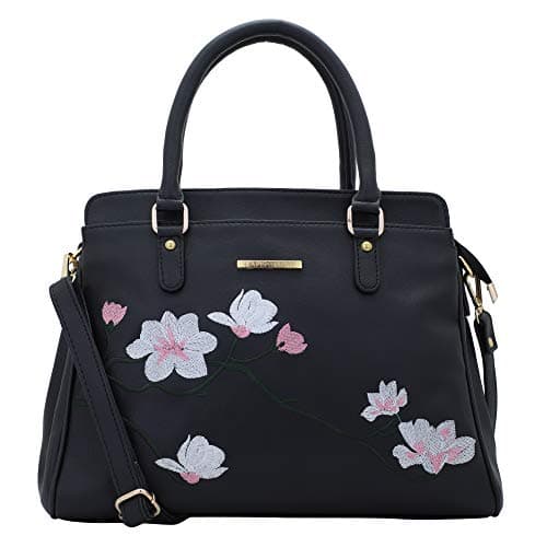 LAPIS O LUPO Flower Embroidery Women Handbag (Black)