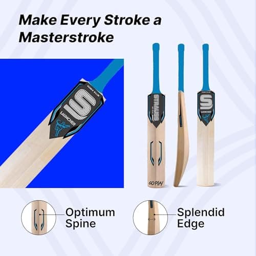 Strauss Launcher Cricket Bat | Kashmir Willow | Cricket Bat with Grip for Gully Cricket & Tournament Match | Standard Tennis Ball Bat for Cricket | Size: Short Handle (1150-1250 Grams) 5