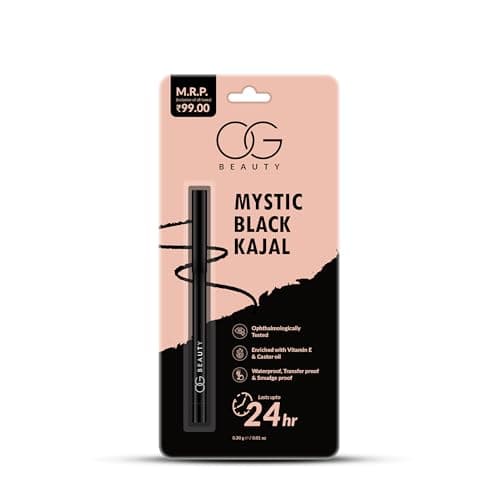 OG BEAUTY Mystic Black Kajal | Waterproof & Smudge-Proof | Intense Long-Lasting Eye Liner | Enriched with Vitamin E & Castor Oil