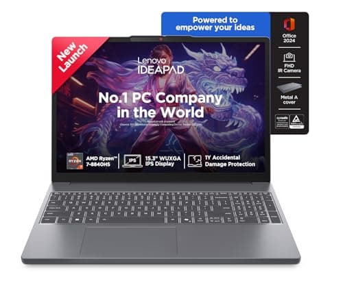 Lenovo IdeaPad Slim 3 AMD Ryzen 7 8840HS 15.3 inch (38.8cm) WUXGA IPS Laptop (16GB RAM/512GB SSD/Windows 11/Office Home 2024/Backlit Keyboard/1Yr ADP Free/Grey/1.6Kg), 83KA004SIN