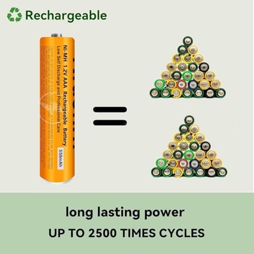 AAA Rechargeable Ni-MH Batteries, 1.2V, 830mAh, Pack of 4, Compatible with Cordless Phones, Home Electronics 2