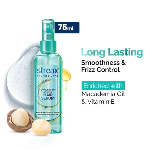 Streax Professional Vitariche Gloss Hair Serum,75 ml| Frizz-Free Hair | Enhance Shine and Smoothness | With Vitamin E & Macadamia Oil| | For All Hair Types 2