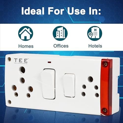 THE ELITE ELECTROTEK Combined Box 16 and 6 Amp With Universal Socket, Master Switch, LED Indicator | 240V Power Utility Box for Home, Office & Appliances | Without Wire, 6 Month Warranty, Pack of- 1 4
