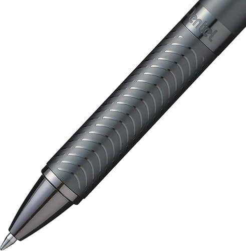 Pentel EnerGel Metal 0.7mm Roller Gel Pen | Aluminium Metal Matte Black Body | Textured Grip With Retractable Mechanism | Black Body, Blue Ink 2