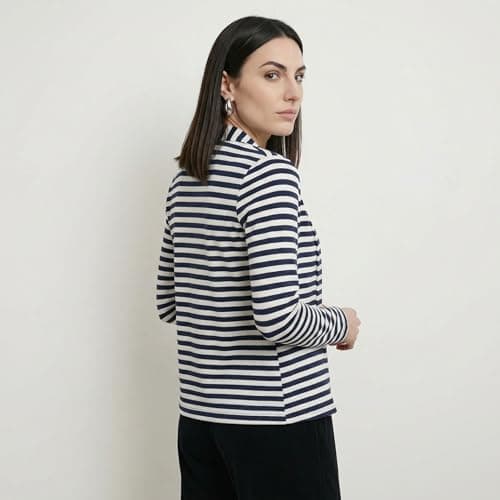 FineMe Women’s Navy Blue Striped Open Front Cardigan | Long Sleeve Layering Shurg | Everyday Office Wear Shurg-2XL 5