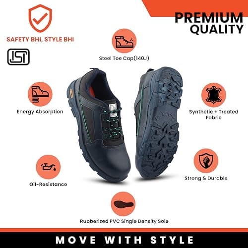 FUEL Armour-3-SD Synthetic & Treated Fabric Steel Toe Industrial Safety Shoes for Men with PVC Single Density Sole (Blue-11UK) 3