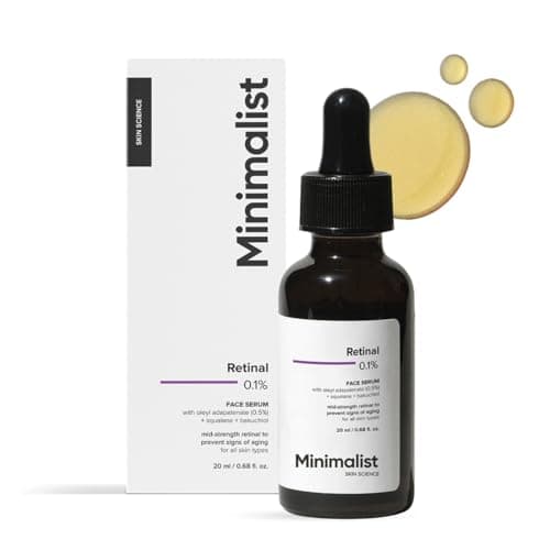 Minimalist Retinal 0.1% Face Serum | Reduces Fine Lines & Wrinkles | Enriched with Bakuchiol & Squalane | Anti-Aging & Hydrating Formula | For All Skin Types | 20 ml