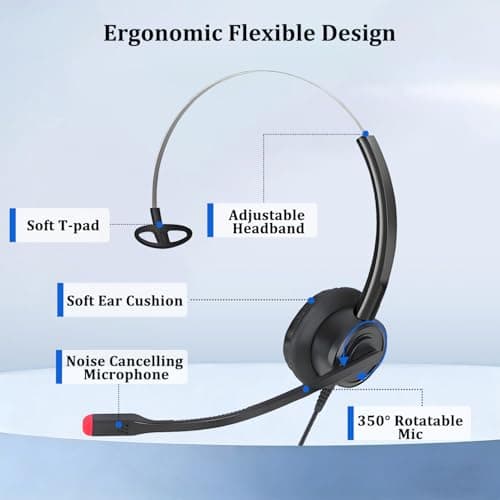 Xintronics USB Headset with Microphone for PC, Wired USB Headphones with ENC Dual Noise Cancelling Microphone, Computer Headset for PC Laptop Mac Skype Zoom Video Meeting 5