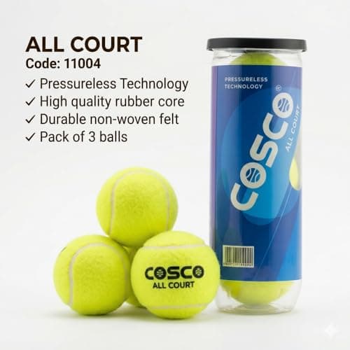 Cosco Leather All Court Tennis Ball, Pack of 3, Yellow Light 2