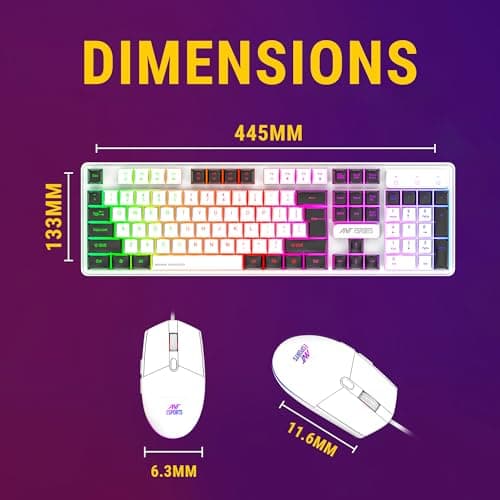 Ant Esports KM1610 LED Gaming Keyboard and Mouse Combo, 104 Keys Rainbow Backlit Keyboard and 7 Colour RGB Mouse for PC Laptop Xbox PS4 Gamers and Work, White 4